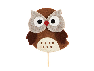 Prikker uil vilt bruin karamel H 30 cm